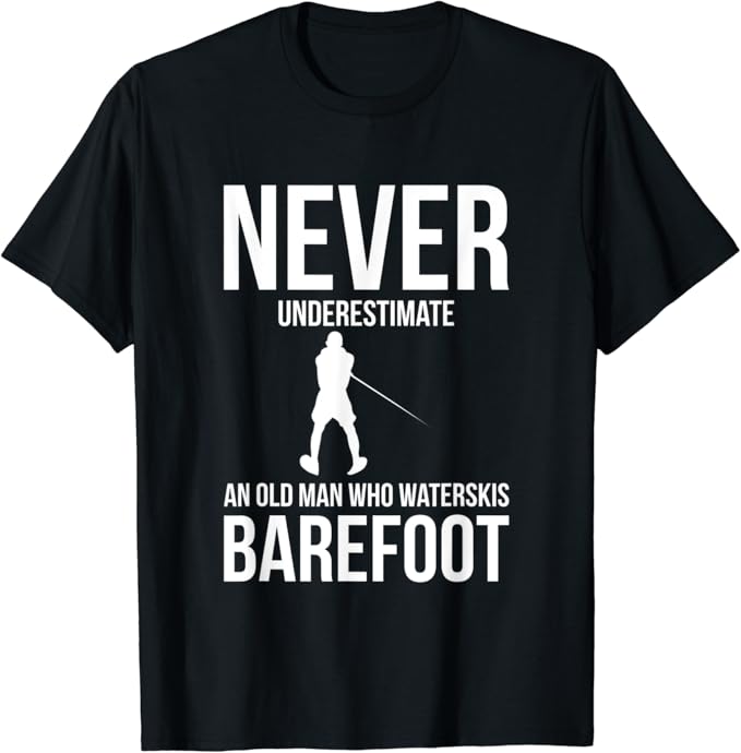 Mens Barefoot Water Ski Skiing Waterski Waterskiing Waves Boat TShirt